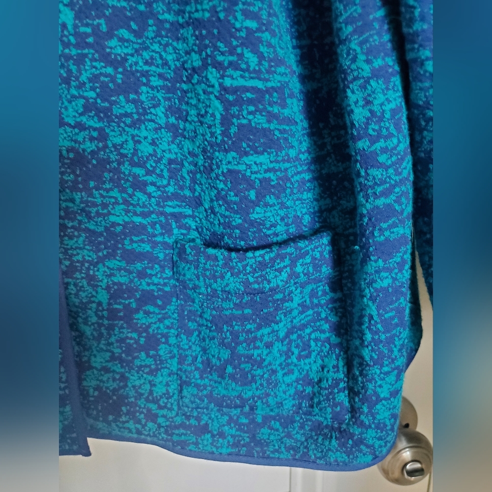 Bedford Fair Navy & Teal Lightweight KNIT Button-up Women's Size 20W - Picture 4 of 12